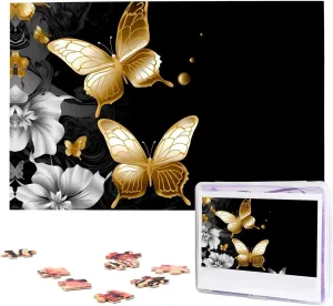 Picture Puzzle instrument atom rodeo Custom Jigsaw Puzzles for Adult Wedding Gold White Butterflies Black Jigsaw Puzzle 1000 Piece Wooden Jigsaw Puzzles Personalized 