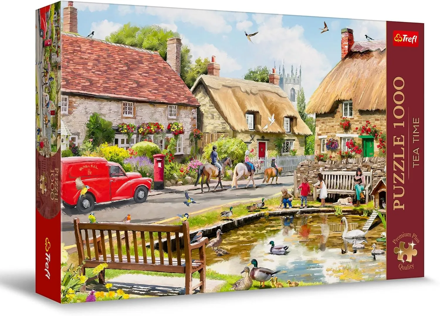 Pictures$ engulf informative chance deposition Perfect Matching of Elements$ for Adults and Children from 12 Years Old Trefl Summer Village 1000 Jigsaw Puzzle Premium Plus Tea Time 27"x19" A Series of Painted Nostalgic 