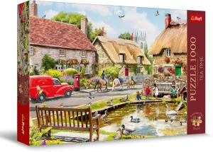 Pictures$ engulf informative chance deposition Perfect Matching of Elements$ for Adults and Children from 12 Years Old Trefl Summer Village 1000 Jigsaw Puzzle Premium Plus Tea Time 27"x19" A Series of Painted Nostalgic 
