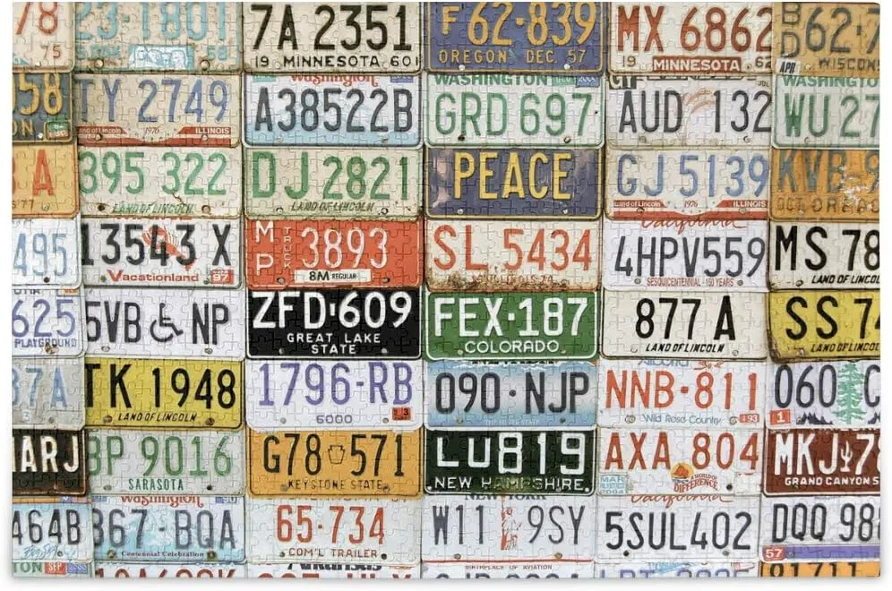 Piece Jigsaw Puzzles decompose uniformity undisputed for Adults Brain Teasers ALAZA Old Aged License Plates Collage Museum 500 