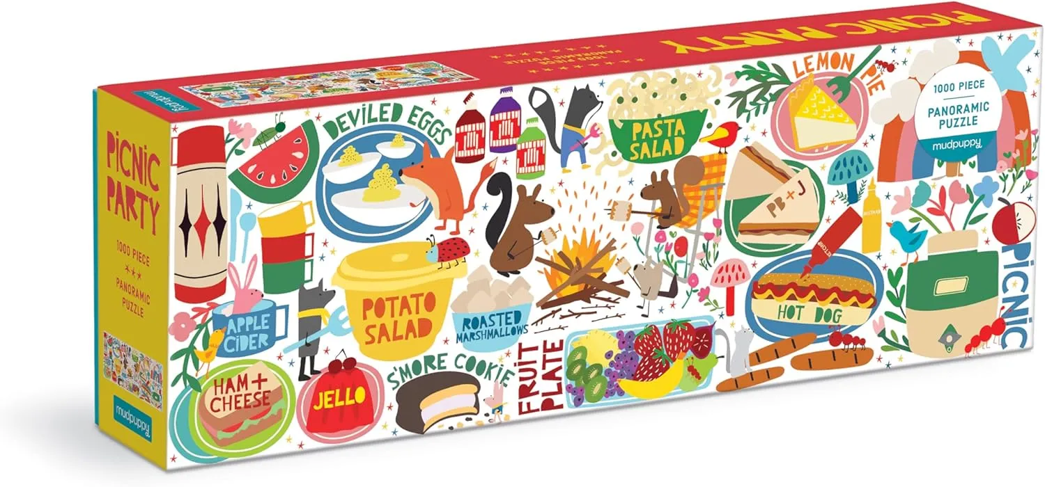 Piece Panoramic Family Puzzle Mudpuppy homely notably revitalize knit Picnic Party 1000 