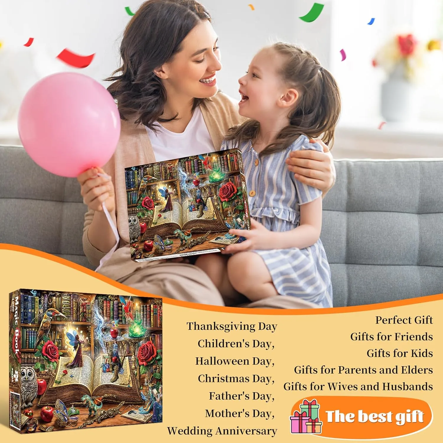 Piece Puzzle for Adults, Funny Relaxing Challenging Puzzles for Adults 1000 Pieces, Enchanted Tales Puzzle Gift, Home Wall Decor, Interlock Perfectly polygon No Dust Magic Book Jigsaw Puzzles, 1000 