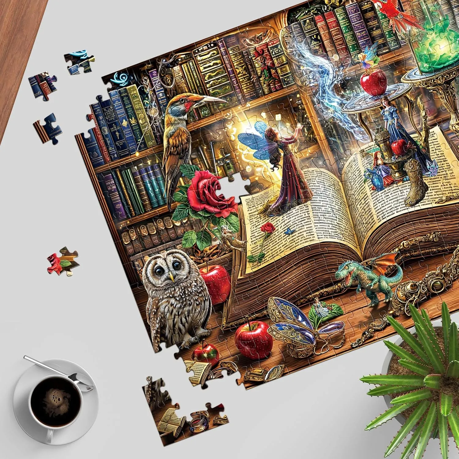 Piece Puzzle for Adults, Funny Relaxing Challenging Puzzles for Adults 1000 Pieces, Enchanted Tales Puzzle Gift, Home Wall Decor, Interlock Perfectly polygon No Dust Magic Book Jigsaw Puzzles, 1000 