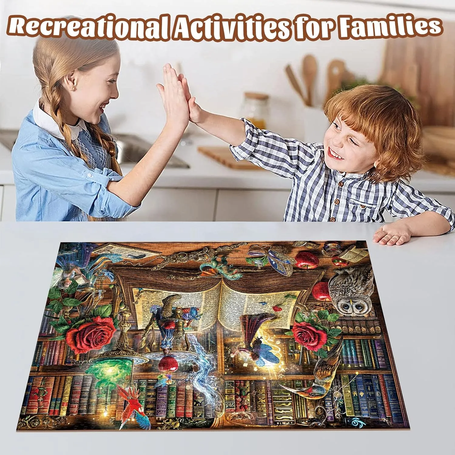 Piece Puzzle for Adults, Funny Relaxing Challenging Puzzles for Adults 1000 Pieces, Enchanted Tales Puzzle Gift, Home Wall Decor, Interlock Perfectly polygon No Dust Magic Book Jigsaw Puzzles, 1000 