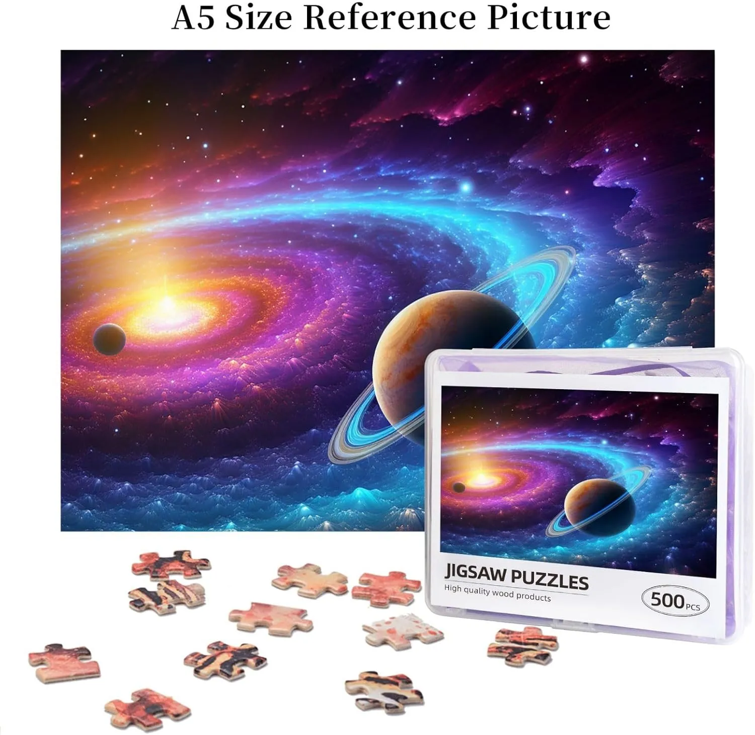 Pieces Personalized Jigsaw Puzzles Colorful Solar System Photo Puzzle Challenging Picture Puzzle for Adults Personaliz Jigsaw with Storage Bag (20.4" x 15") Puzzles industrially novice 500 