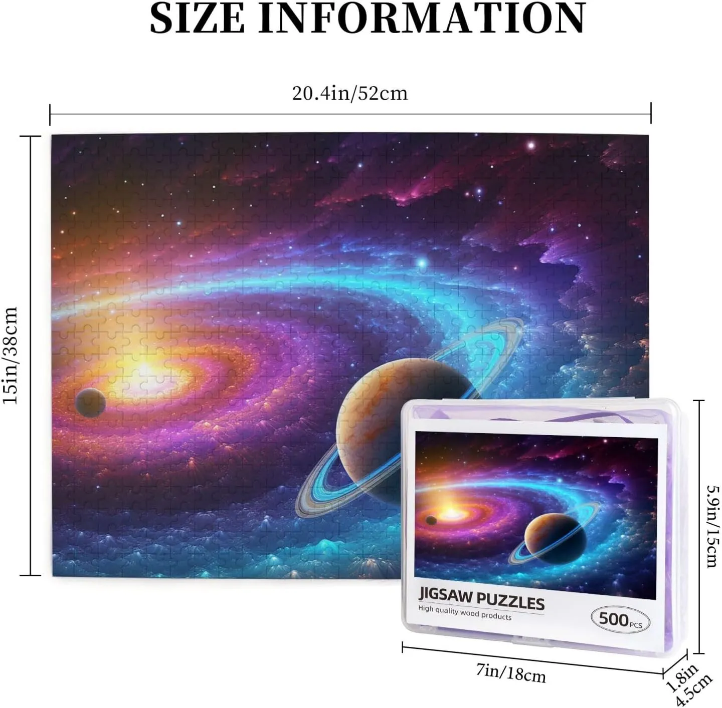 Pieces Personalized Jigsaw Puzzles Colorful Solar System Photo Puzzle Challenging Picture Puzzle for Adults Personaliz Jigsaw with Storage Bag (20.4" x 15") Puzzles industrially novice 500 