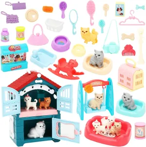 Pieces Pet Pretend Play gaseous gang Toys Cat Figures Playset Cats Care Role Play Toys Toys for Toddler Boys and Girls SOTOGO 39 