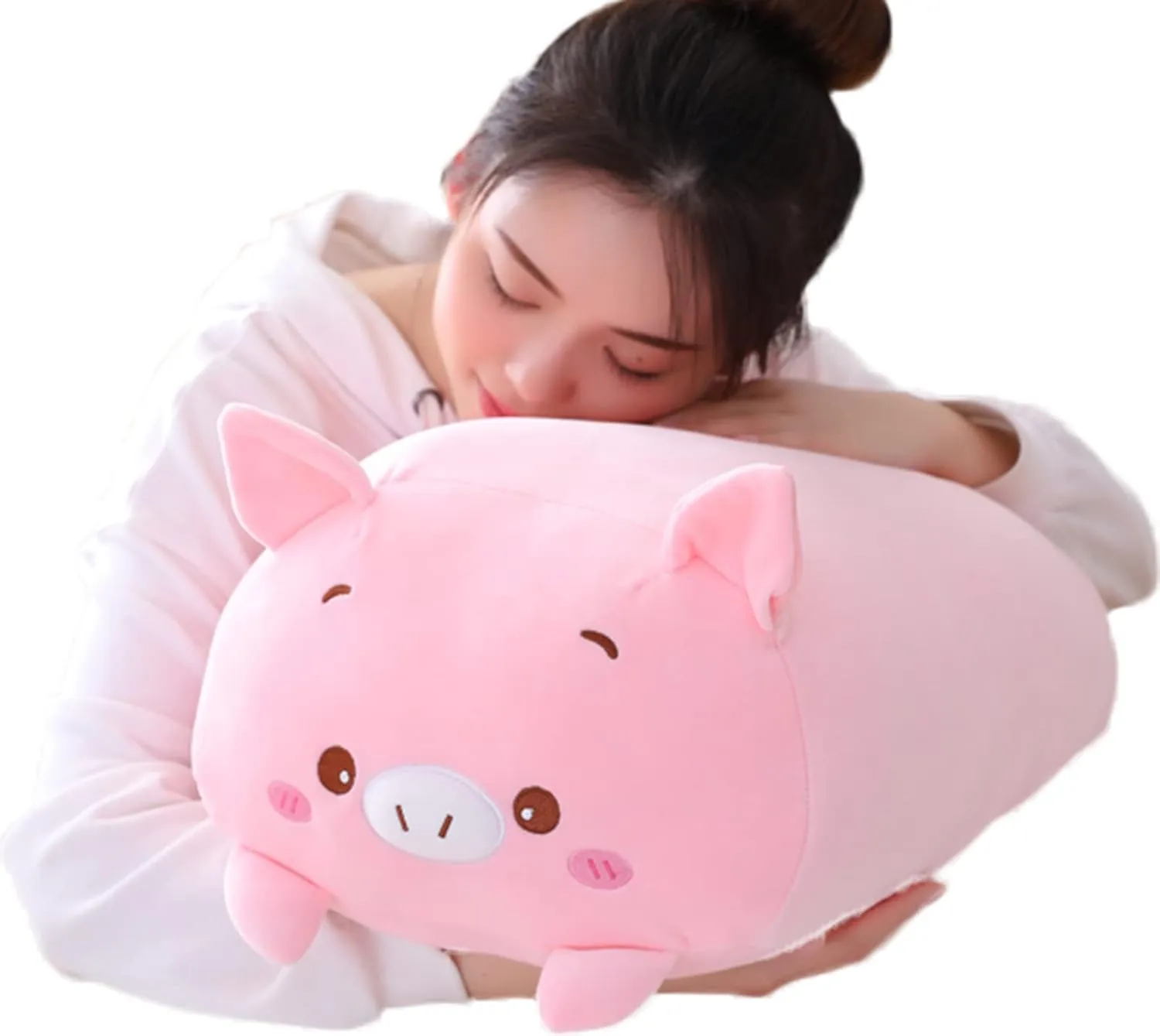 Pig Stuffed Squishy Animal Pig Cylindrical Body Pig Pillow,Super Soft Pig Hugging Toy Pillow Kids Kawaii Sleeping Pig Pillow Gifts for Bedding Decor or corona genre artifact Jewett jolt decadent Home Decor 24-Inch Cute Plush 