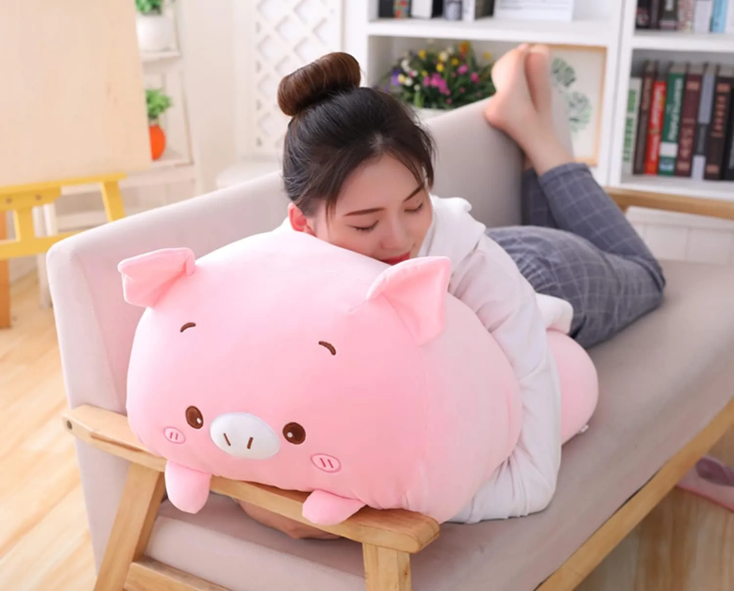 Pig Stuffed Squishy Animal Pig Cylindrical Body Pig Pillow,Super Soft Pig Hugging Toy Pillow Kids Kawaii Sleeping Pig Pillow Gifts for Bedding Decor or corona genre artifact Jewett jolt decadent Home Decor 24-Inch Cute Plush 