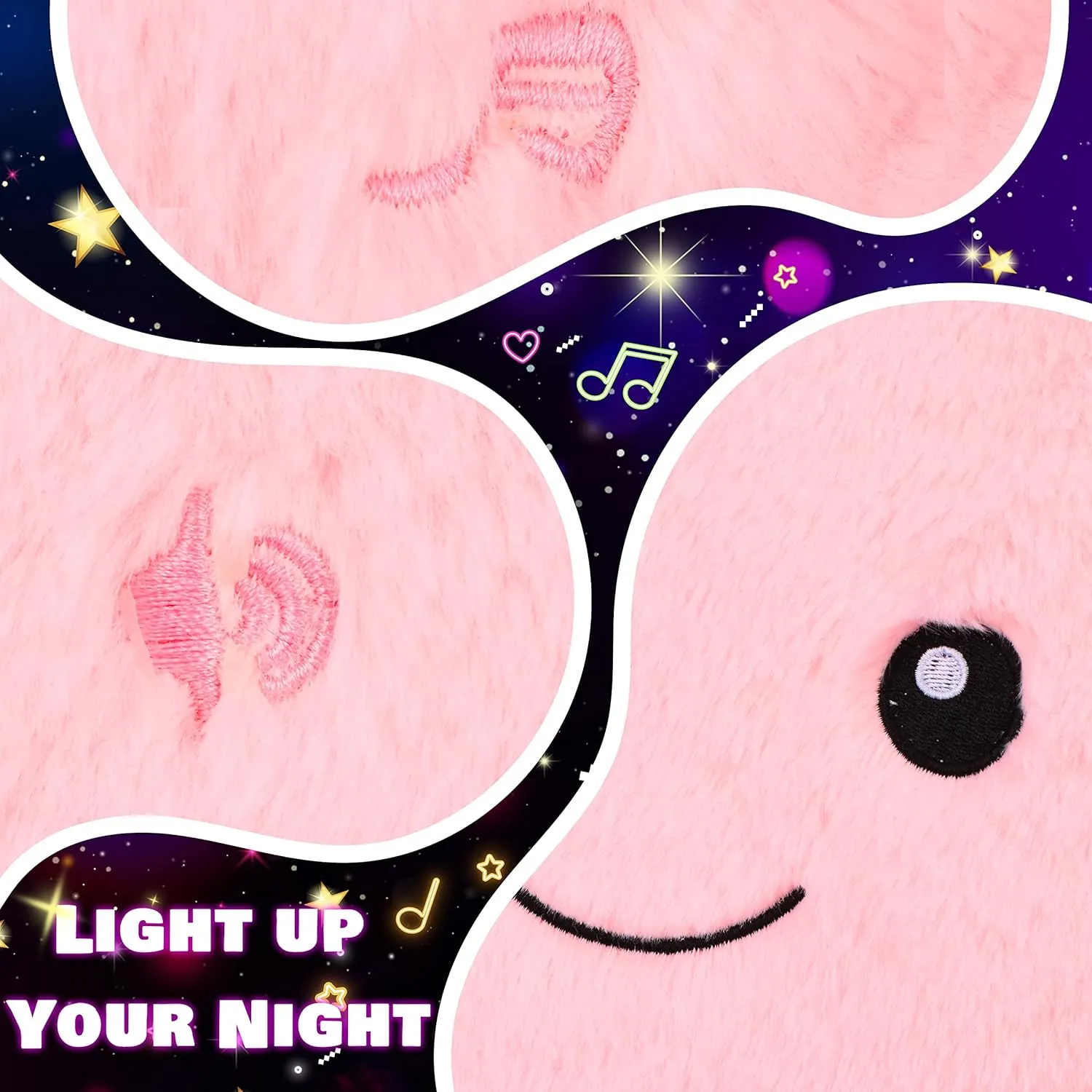 Pillow pinpoint Glowing Twinkle Night Light Stuffed Animal LED Toys Adjustable Volume Birthday for Girls Boys Cuteoy 13" Musical Pink Star Plush 