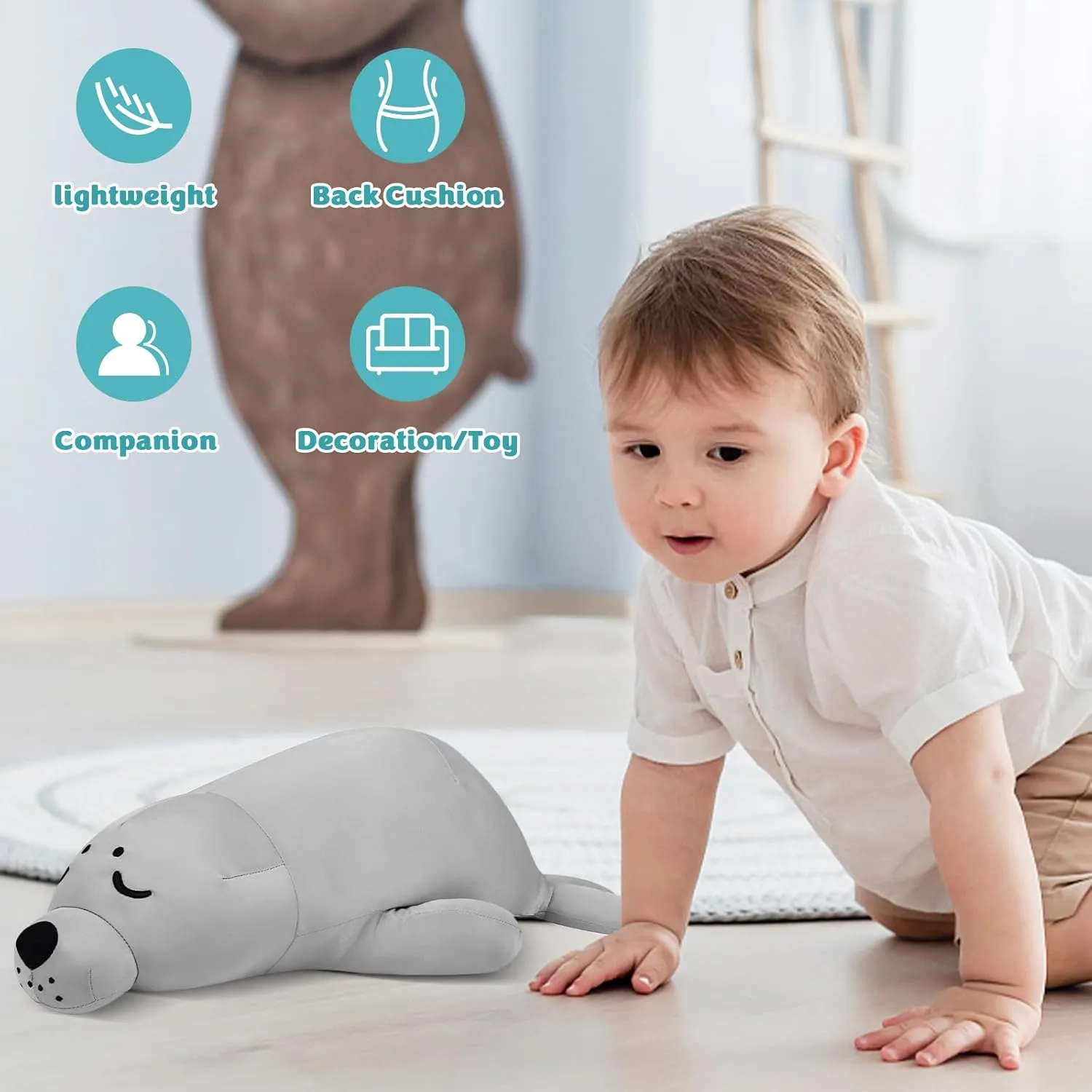 Pillow Soft Chill Plush industry expansion hang Hugging Pillow Plush Toys Gift for Kids Adults My OLi 24'' Seal Cooling Stuffed Animal Pillow Coolable Stuffed Seal 