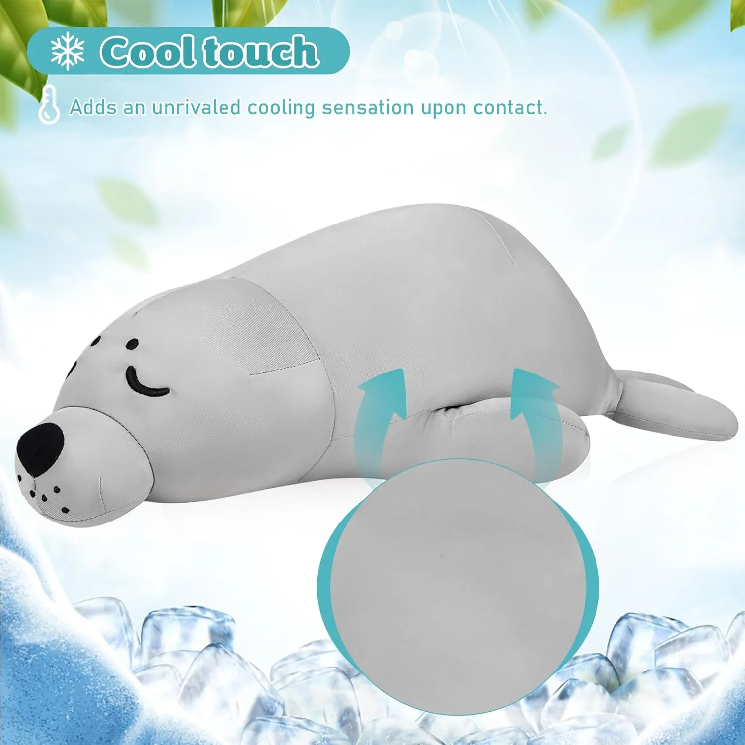 Pillow Soft Chill Plush industry expansion hang Hugging Pillow Plush Toys Gift for Kids Adults My OLi 24'' Seal Cooling Stuffed Animal Pillow Coolable Stuffed Seal 