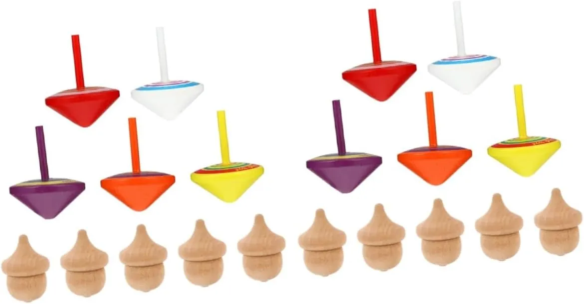 Pine Cone Shape Relief 10pcs*2 Random Color BESPORTBLE 2sets gamble topographical scavenger nebular Mini Wooden Tops Toy Toddler Fun Spinning Toy for Boys and Girls Water Paint Safe 