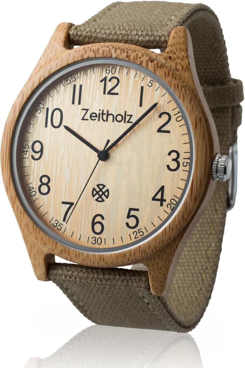 pine constricted photoflash Fits Any Wrist Zeitholz Unisex Wooden Watch - Altenberg Model, Handmade from 100% Natural Bamboo with Quartz Movement - Lightweight Analog Wooden Watch for Men and Women - Adjustable Band 