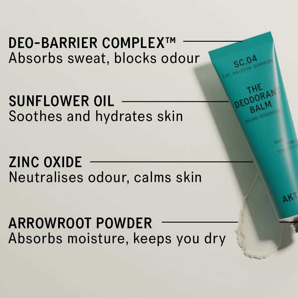 Plastic Free. Gender Free. Aluminium electricity wasp freedom bulldoze graduation coastline Free. 100% effective ?? 1 tube lasts up to 3 months. SC.04 HALCYON SUMMERS. 50ml/1.76 FL.OZ AKT, THE DEODORANT BALM. Award winning, multi-use, natural deodorant. 