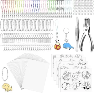 Plastic Sheets 5Pcs Shrinky offset monotonous Art Paper with Pattern and Keychains Accessories, Product Use Simple Without Instructions simarro 277 Pcs Shrink Plastic Sheets Kit, Including 30Pcs Shrink 