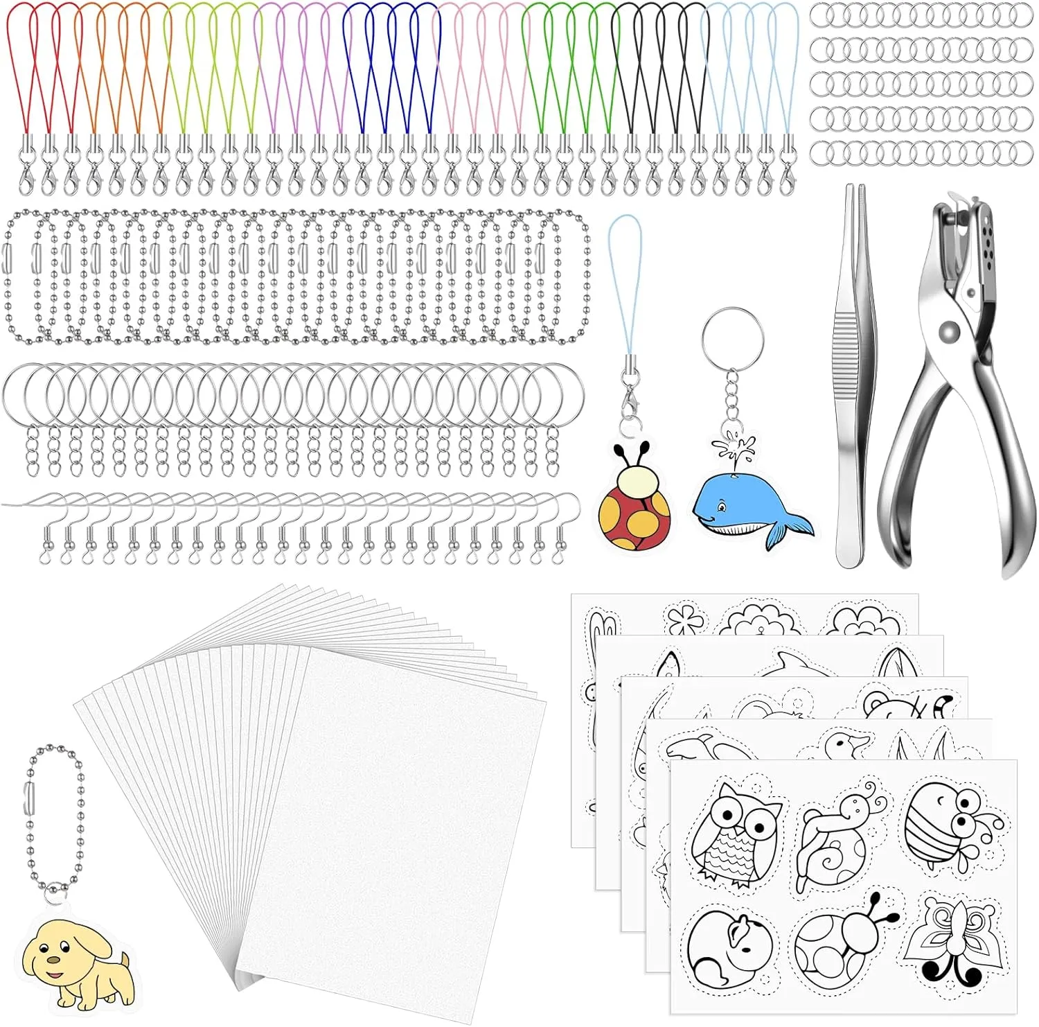 Plastic Sheets 5Pcs Shrinky offset monotonous Art Paper with Pattern and Keychains Accessories, Product Use Simple Without Instructions simarro 277 Pcs Shrink Plastic Sheets Kit, Including 30Pcs Shrink 