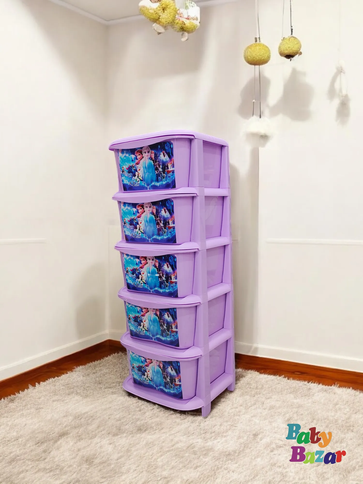 Plastic Storage Organizer | Printed Cabinet & Space Saver | Kids Toy Drawer and Cupboard With Multicolor Kids Furniture