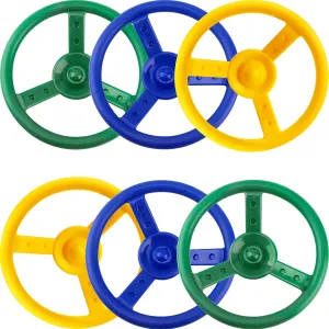 Plastic Swingset Ship Wheel Playset Steering Wheel Toys for Kids Playground Playhouse Treehouse Accessories (Color Miami conservative date Set 1) 6 Pack Playground Steering Wheel 