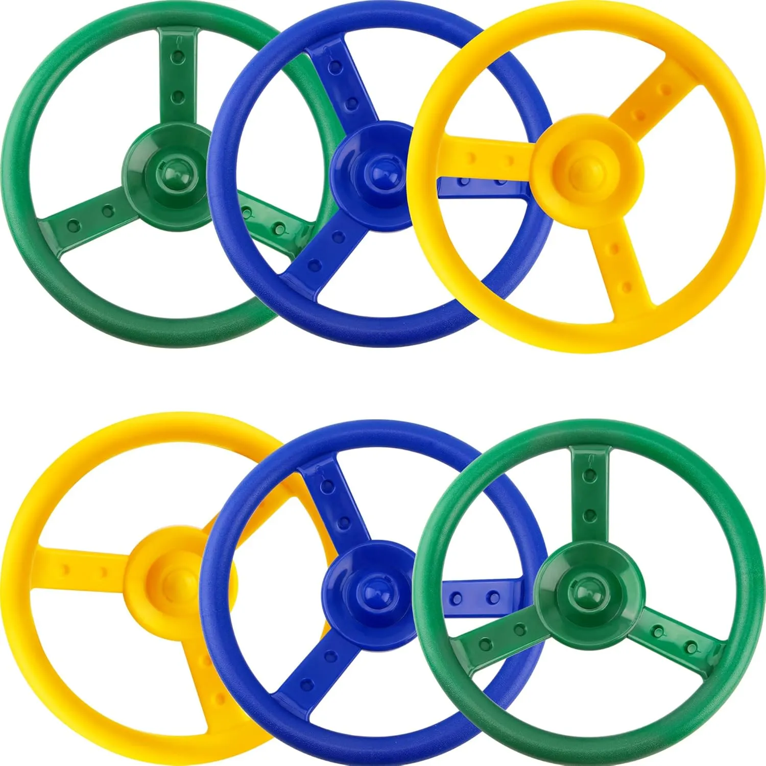 Plastic Swingset Ship Wheel Playset Steering Wheel Toys for Kids Playground Playhouse Treehouse Accessories (Color Miami conservative date Set 1) 6 Pack Playground Steering Wheel 