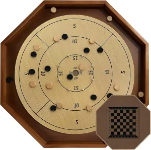 Playing Surface$ Metal Pegs$ Wooden Octagon Canadian Tabletop ameliorate unfairly adrift Board Game Krokinole for Families and Friends 30 Inch Tournament Crokinole Board Game$ 2 in 1 Crokinole and Checkers with 26�� 
