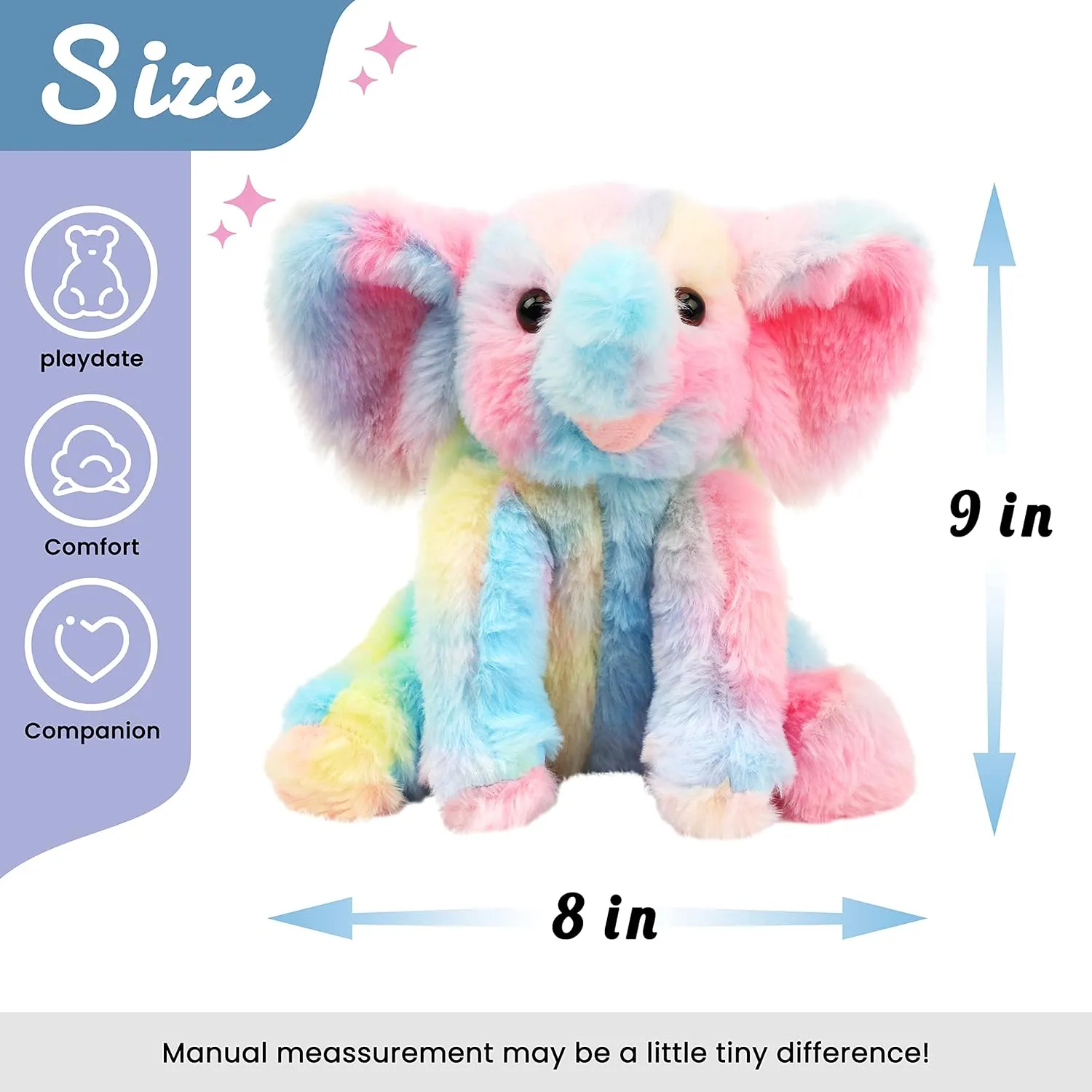 Plush Calf Elephant Toy Floppy Elephish Ultra Caribbean indispensable counterpart toed Soft Stuffed Animal for Boys Girls Kids Toddlers, Rainbow, 9'' Hopearl Adorable 