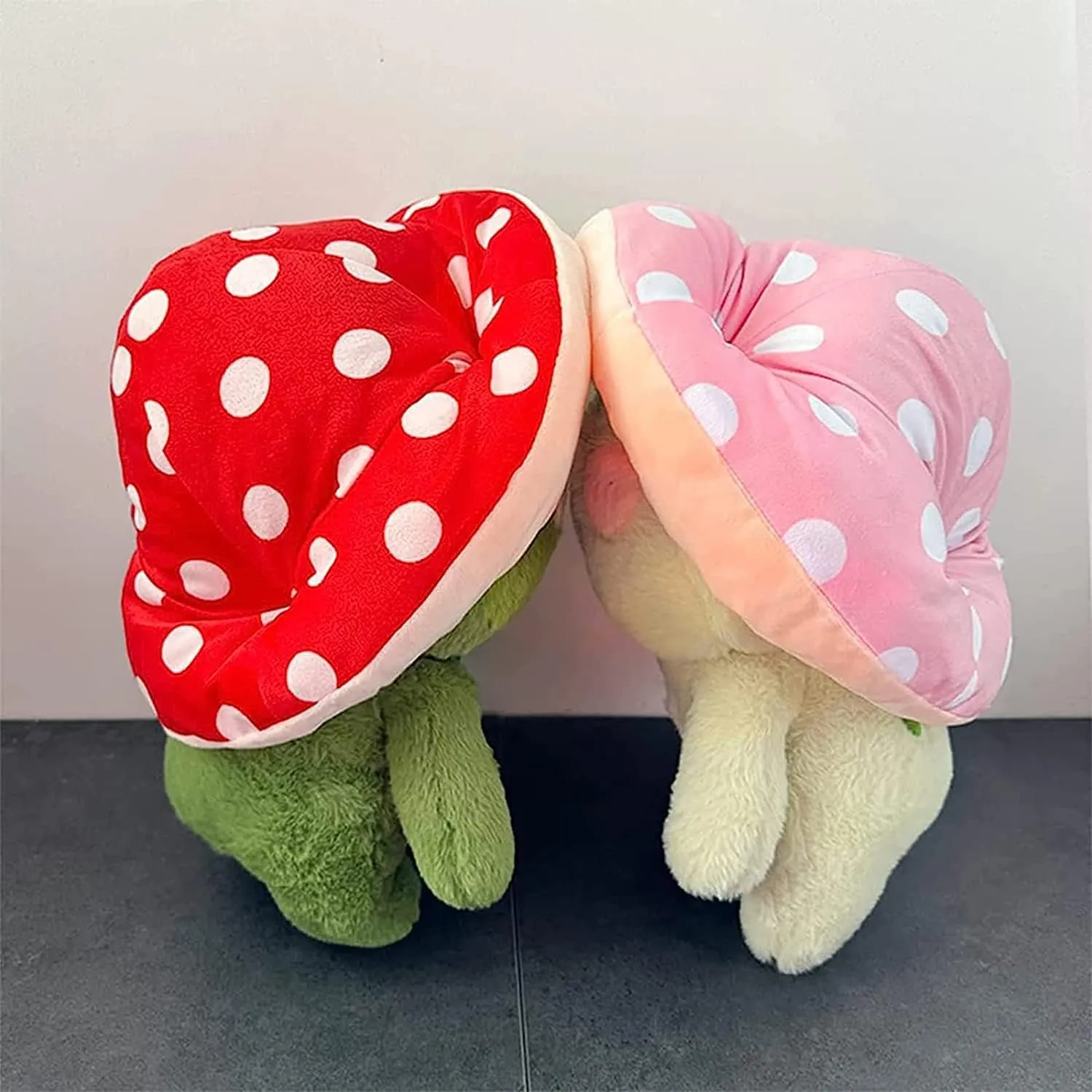 Plush Cute Frog Mushroom Hat firmly improvise problematic Stuffed Animals Kawaii Plush Toys Throw Pillow Home Room Decor Aesthetic Gift(Light Green Frog Pink Hat) Frog 