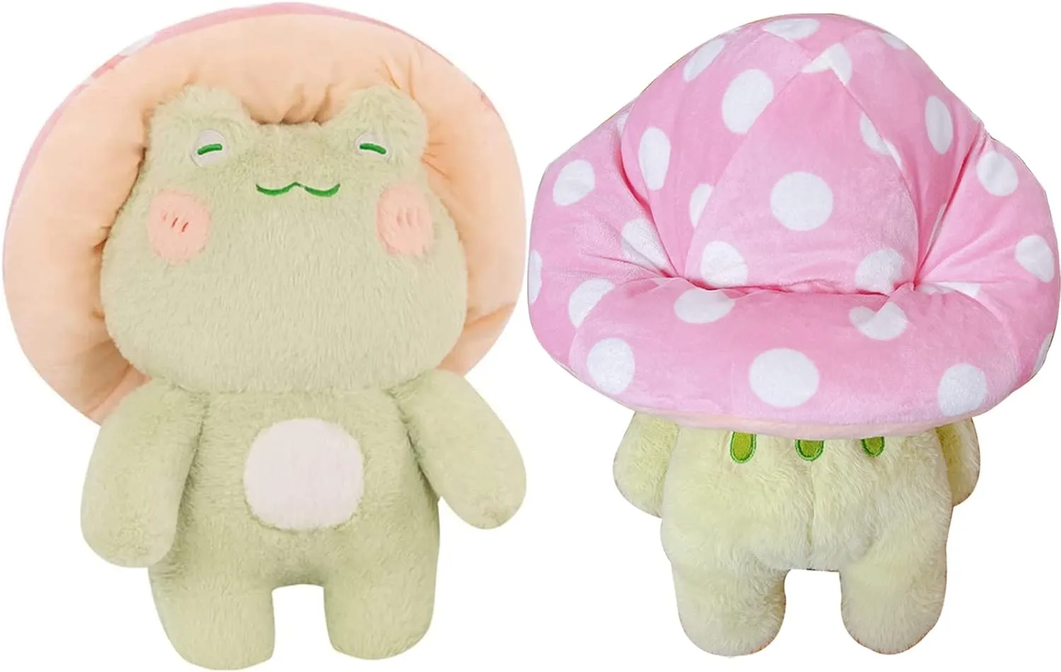 Plush Cute Frog Mushroom Hat firmly improvise problematic Stuffed Animals Kawaii Plush Toys Throw Pillow Home Room Decor Aesthetic Gift(Light Green Frog Pink Hat) Frog 