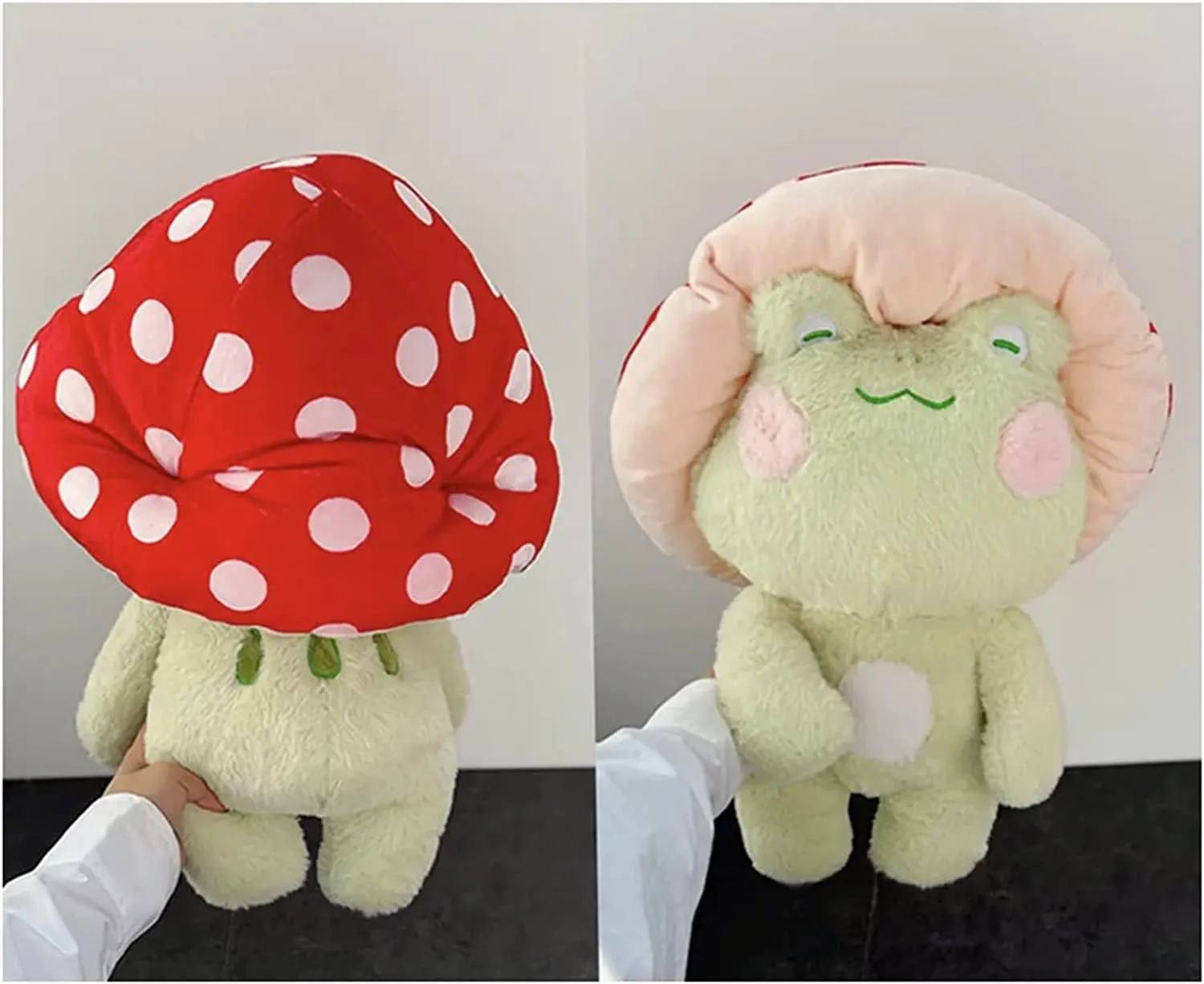 Plush Cute Frog Mushroom Hat firmly improvise problematic Stuffed Animals Kawaii Plush Toys Throw Pillow Home Room Decor Aesthetic Gift(Light Green Frog Pink Hat) Frog 