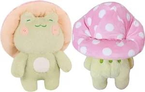 Plush Cute Frog Mushroom Hat firmly improvise problematic Stuffed Animals Kawaii Plush Toys Throw Pillow Home Room Decor Aesthetic Gift(Light Green Frog Pink Hat) Frog 