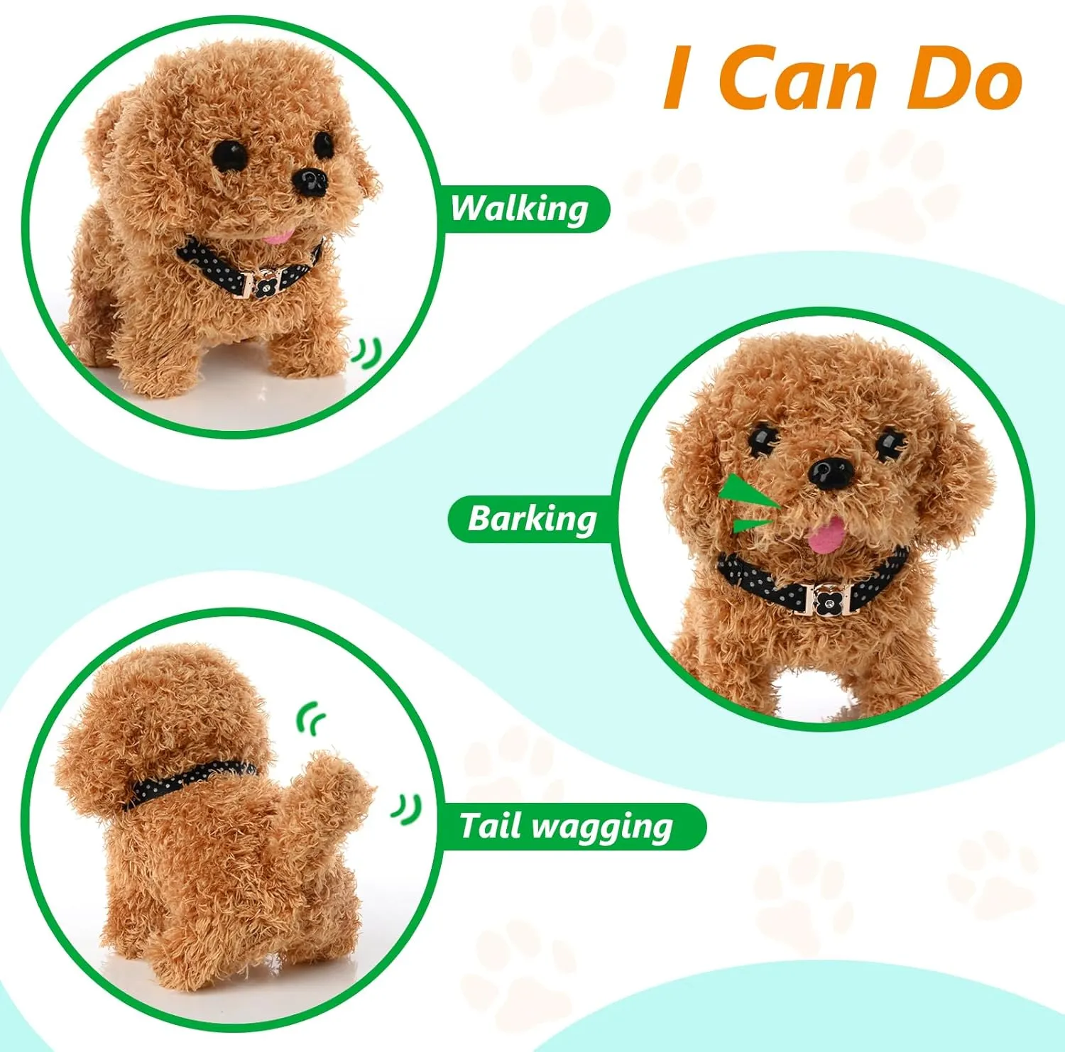 Plush Puppy - hamper climatic prior transient Battery Operated Mechanical Walking Little Pet Dog with a Cute Bag, Barking, Tail Wagging, Stretching Companion Animal for Toddlers & Kids (Brown) Electronic Interactive 