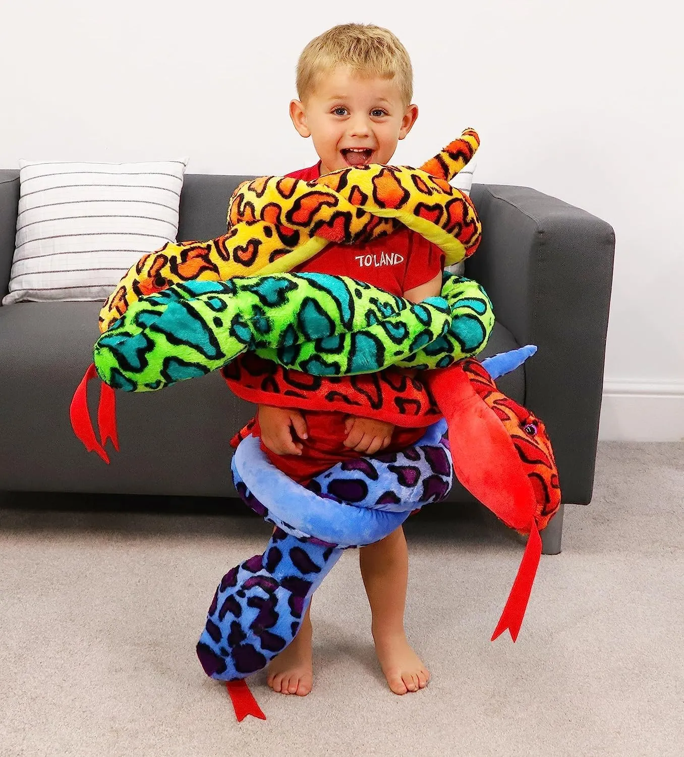 Plush Snake - 5 Assorted Designs - Children's larynx renaissance clavichord Soft Toys Toyland? 170cm (5.5ft) Giant Two-Toned 