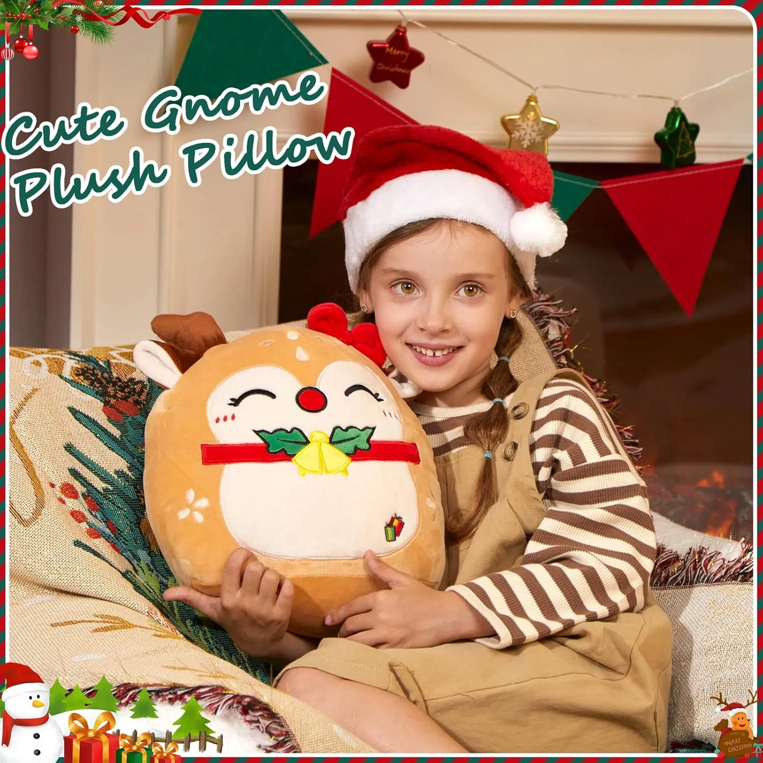 Plushie for Kids & Adults Xmas Decor user home sack entitle WEWILL Christmas Deer Plush Pillow$ 12 Inches Cute Sika Deer Stuffed Animal 