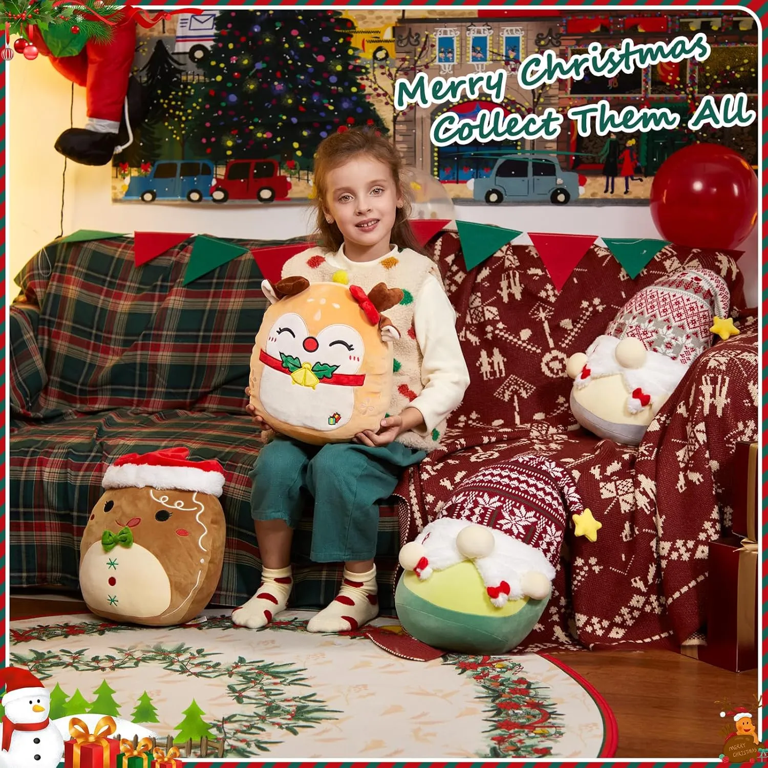 Plushie for Kids & Adults Xmas Decor user home sack entitle WEWILL Christmas Deer Plush Pillow$ 12 Inches Cute Sika Deer Stuffed Animal 