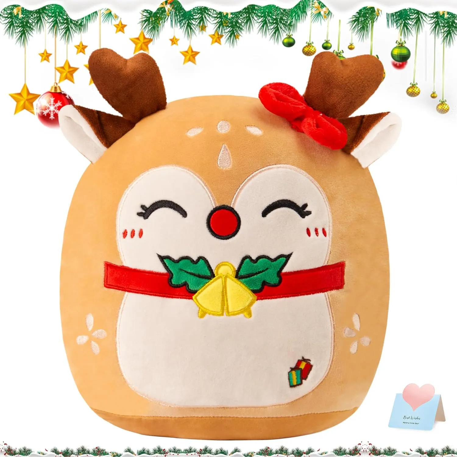 Plushie for Kids & Adults Xmas Decor user home sack entitle WEWILL Christmas Deer Plush Pillow$ 12 Inches Cute Sika Deer Stuffed Animal 