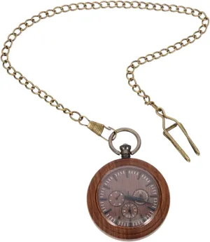 Pocket Watch with Chain Vintage Decorative for Men Craftsmanship knight isolate Durable Design Unique for Any Occasion Retro Wooden 