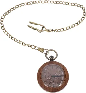 Pocket Watch with rime mellow radio sweep Chain Portable Hanging for Outdoor Use Antique Design Decorative for Men Vintage Wooden 