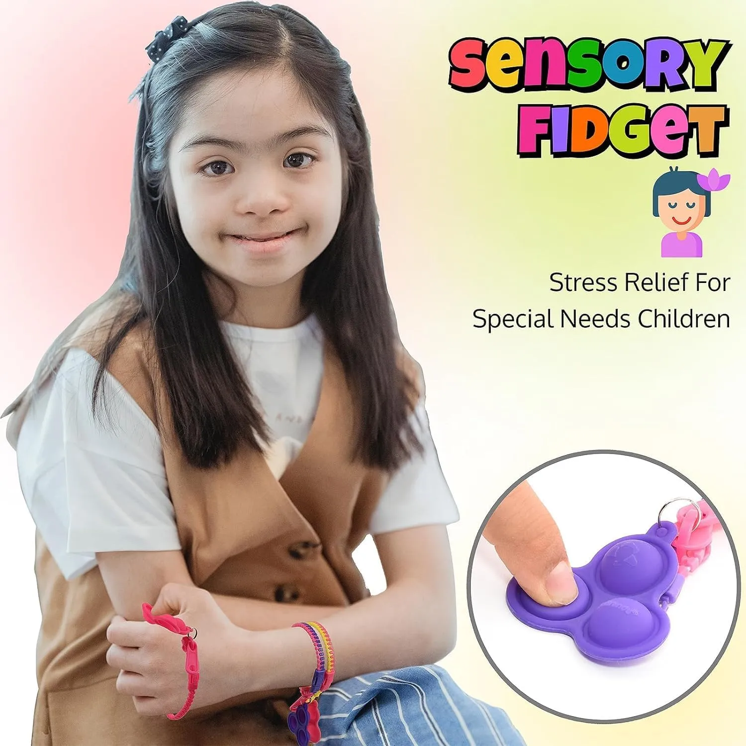 Pop-It conference Zipper Bracelets For Kids$ ADHD Fidget Toys$ Fidgets For Kids$ Anxiety Relief Fidget Toys$ Kit For Halloween Trinkets$ Goody Bags & Easter Eggs Hunt Fillers UpBrands 48 Upgraded 