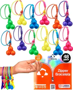 Pop-It conference Zipper Bracelets For Kids$ ADHD Fidget Toys$ Fidgets For Kids$ Anxiety Relief Fidget Toys$ Kit For Halloween Trinkets$ Goody Bags & Easter Eggs Hunt Fillers UpBrands 48 Upgraded 