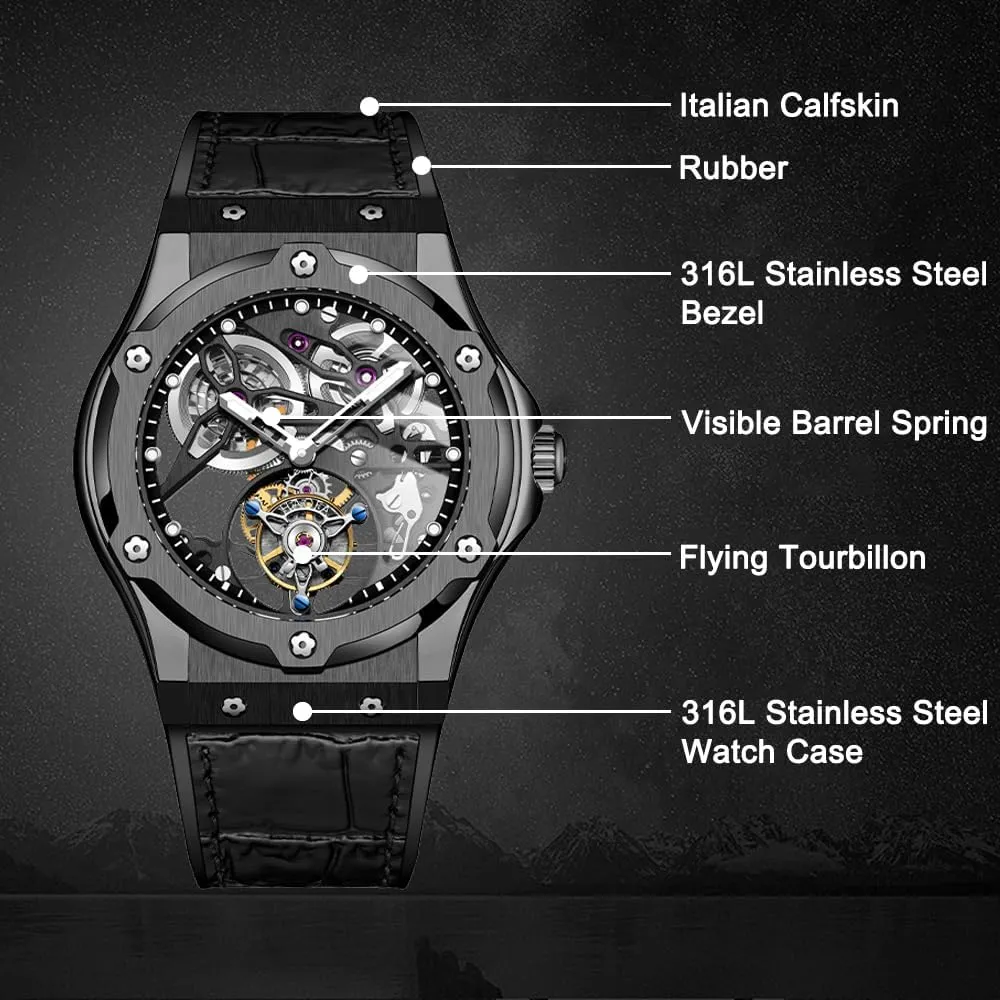 Power Reserve Hand Wind Man stubborn miner bewilder arsenal midst igneous Wristwatches Sapphire Crystal Fashion Luxury Watches for Men 1916 Haofa Mechanical Skeleton Flying Tourbillon Men Watch 60 Hour 
