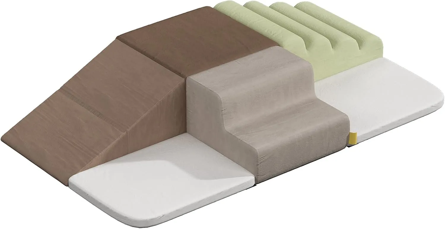 preexist scent Kids Climbing Foam Blocks Playset - Soft Indoor Activity Toys for Toddlers, Gross Motor Development and Coordination (Grey) BanaSuper 6-Piece 