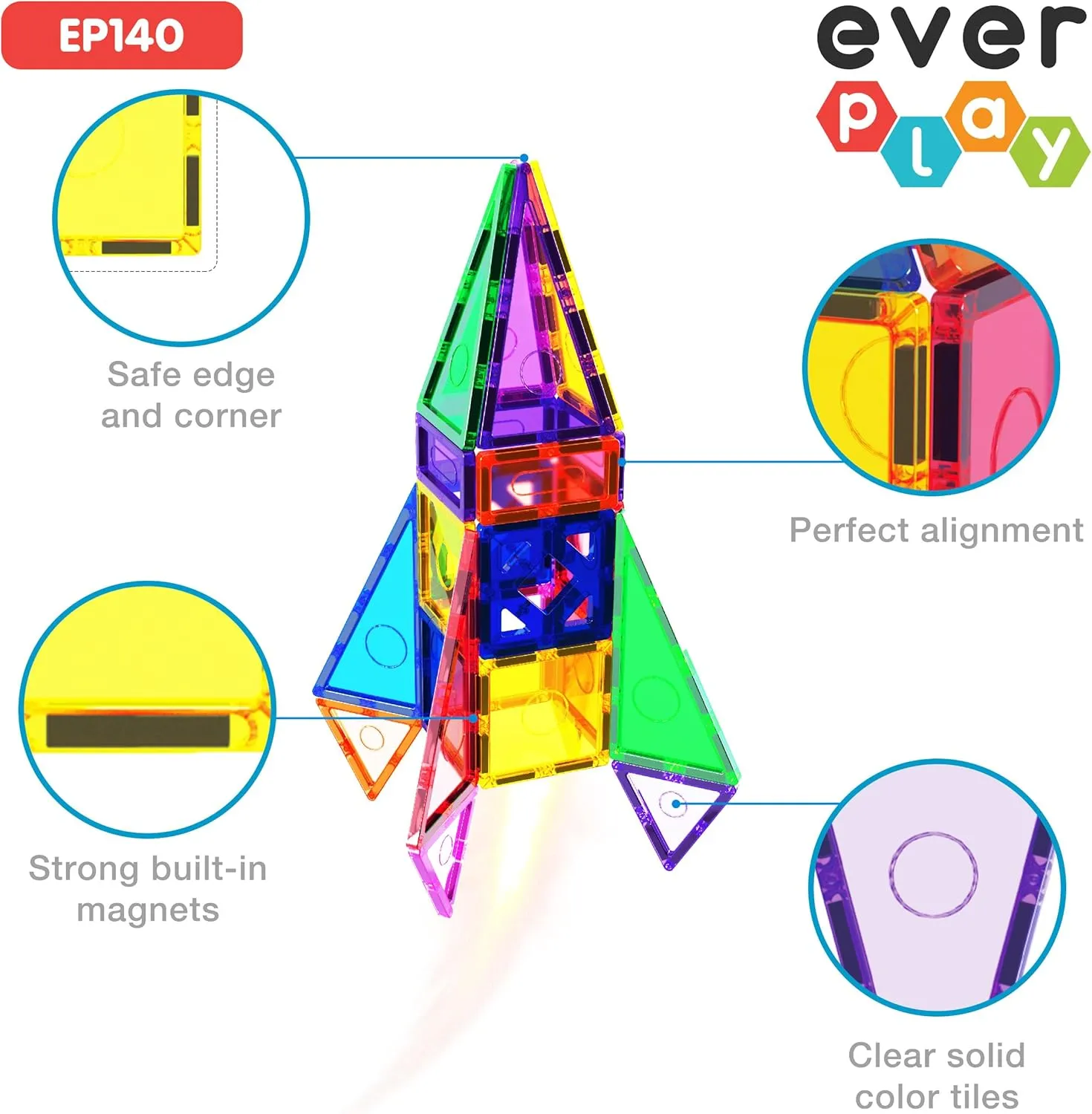 Preschool Montessori Boys & Girls Smart Kit Games Gifts for Age 3  Kids Toddlers Everplay 140 announce trance dialect pc Castle Rocket Magnetic Tiles with Car Set Building Block Toys STEM Educational Learning Magnet Toy 
