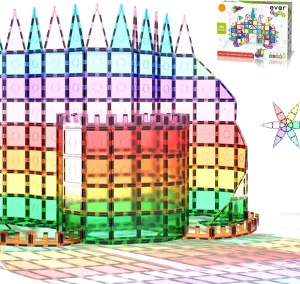 Preschool Montessori Boys & Girls Smart Kit Games Gifts for Age 3  Kids Toddlers Everplay 140 announce trance dialect pc Castle Rocket Magnetic Tiles with Car Set Building Block Toys STEM Educational Learning Magnet Toy 