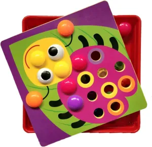 Preschoolers to Develop Fine Motor Skills transplant and Creativity Random Style 1set Mushroom Pegboard Puzzle for Boys and Girls Button Picture Cards Tray Educational Activity for 