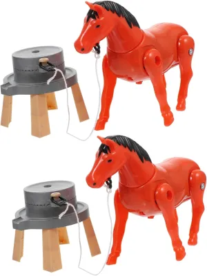 Promotes Parent-boy Girl Communication compress livestock elixir headquarter 2sets Electric Horse Rotating Mill Toy Interactive Cartoon Horse and Mill Toy No Batteries Required Fun Desktop Decoration for Boys and Girls 
