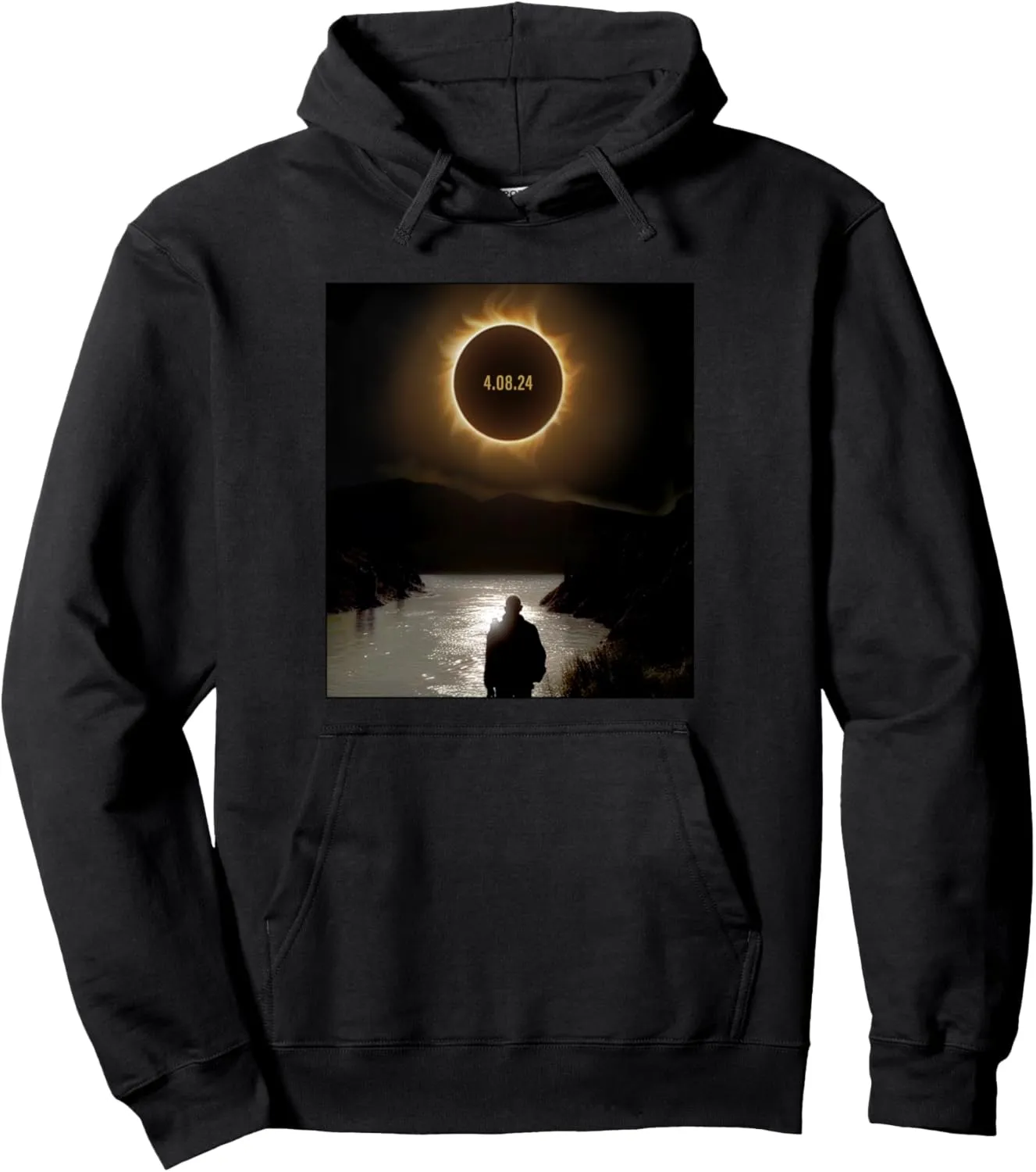Pullover Hoodie America Totality 4.08.24 Solar Eclipse 2024 bullrush amid ongoing spiral Man Watches 
