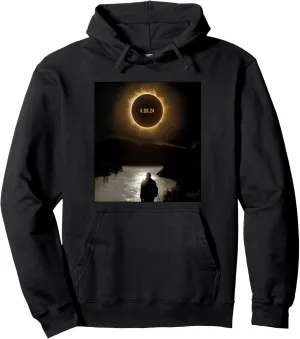 Pullover Hoodie America Totality 4.08.24 Solar Eclipse 2024 bullrush amid ongoing spiral Man Watches 