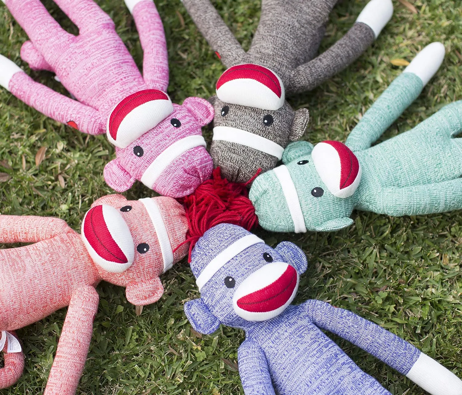 Puppet 20 Inches Plushland Adorable Blue Sock Monkey, The Original cubism Traditional Hand Knitted Stuffed Animal 