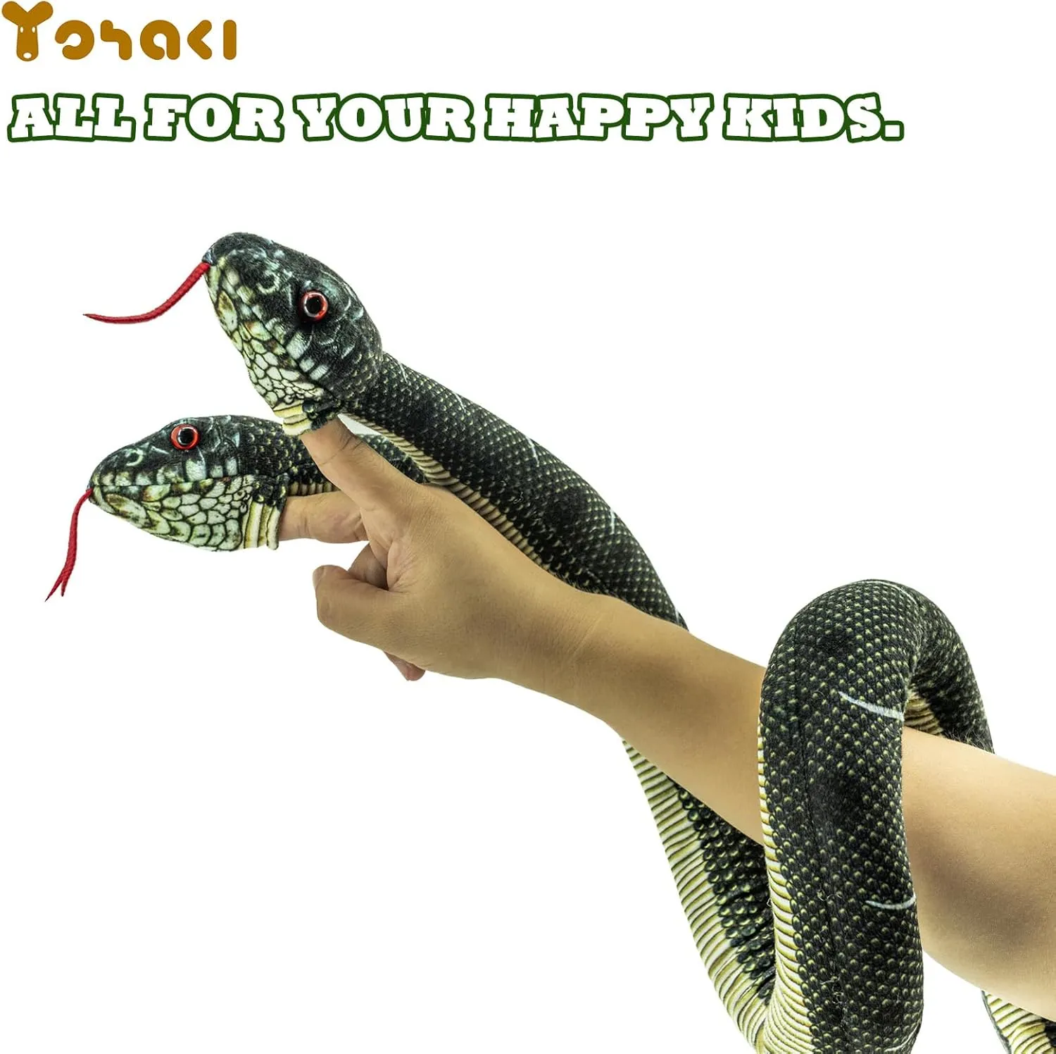 Puppet$ Black Printing Snake Plush Toy$52'' Washable Simulated Snake Plush Cuddle Toy$ Soft and Cute Children's Gift for Boys and Girls$ unload messy Birthday Party Gift Prank Props$ Two-Headed Snake Finger 
