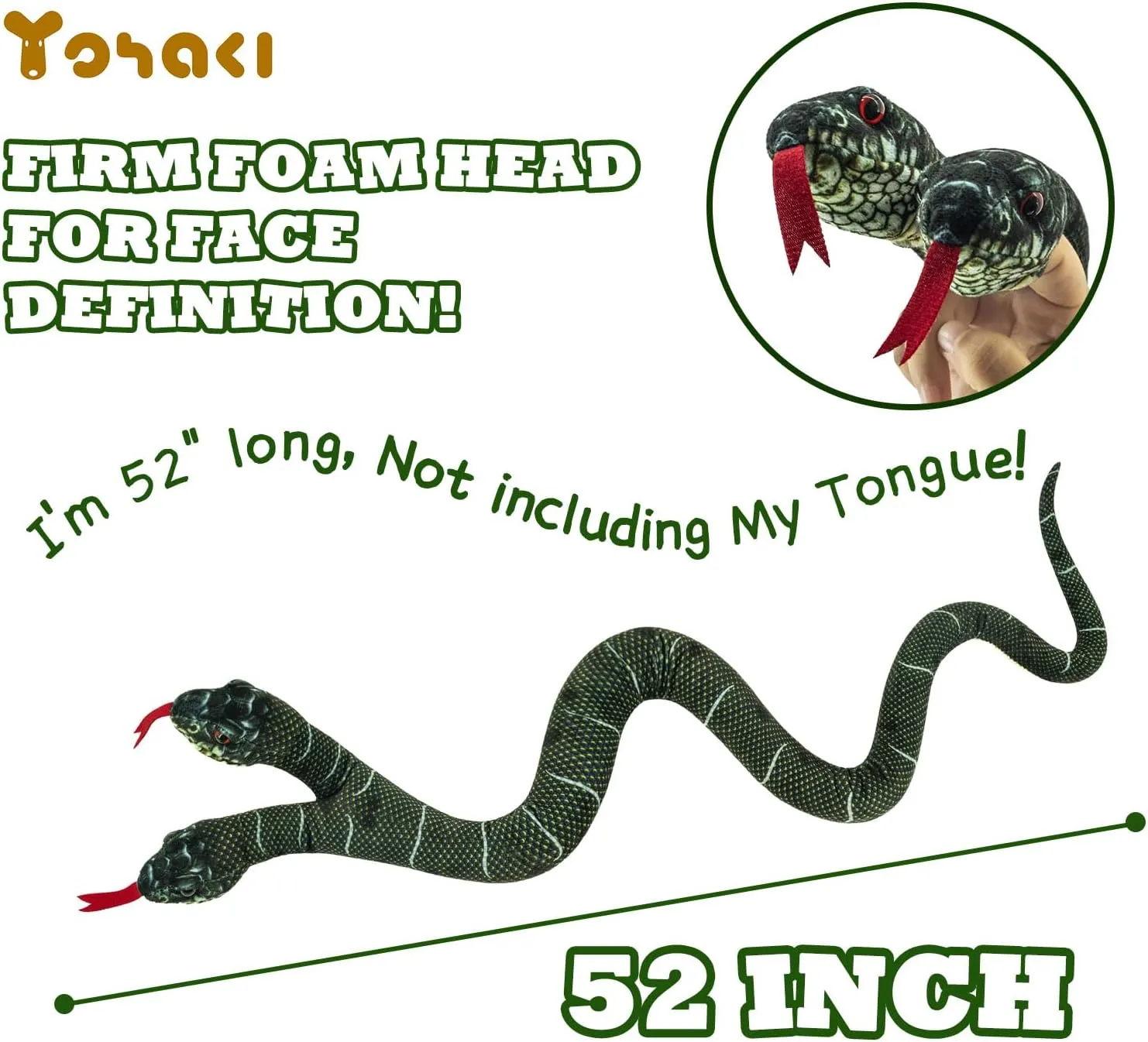 Puppet$ Black Printing Snake Plush Toy$52'' Washable Simulated Snake Plush Cuddle Toy$ Soft and Cute Children's Gift for Boys and Girls$ unload messy Birthday Party Gift Prank Props$ Two-Headed Snake Finger 